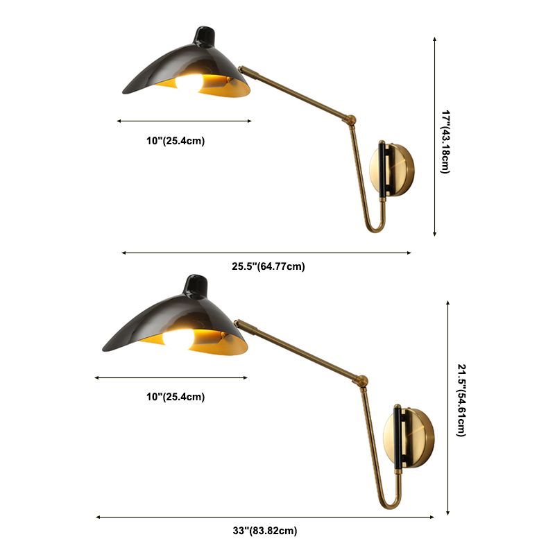 Epoch Industrial Swing Arm Vanity Wall Lamp, Black/Gold - Neutralighting