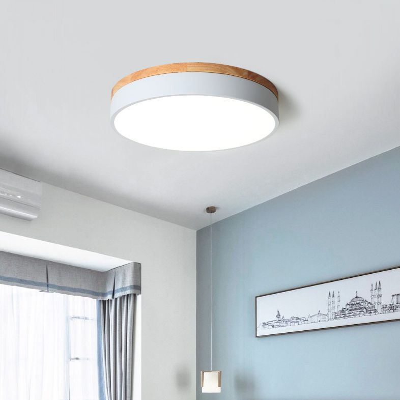 Aria Nordic LED Round Flush Mount Ceiling Light Wood Color - Neutralighting