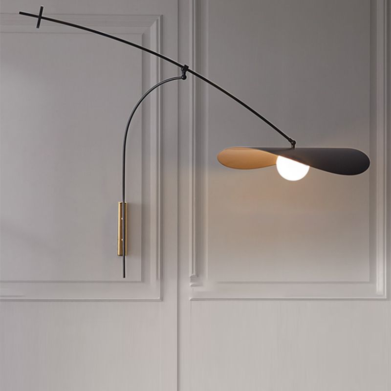 Arisha Arc Wall Lamp, Metal/Glass, Black/Gold, Bedroom - Neutralighting
