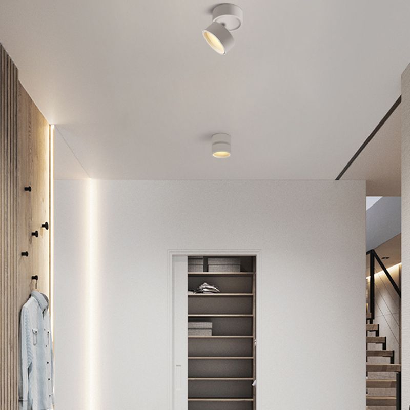 Arisha Flush Mount Ceiling Light Cylindrical Modern, Metal, Black/White, Hallway - Neutralighting
