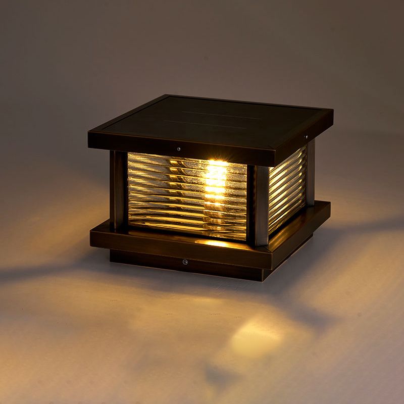 Ray Modern Rectangular Metal Outdoor Solar Lamp, Black/ Brass/Bronze - Neutralighting