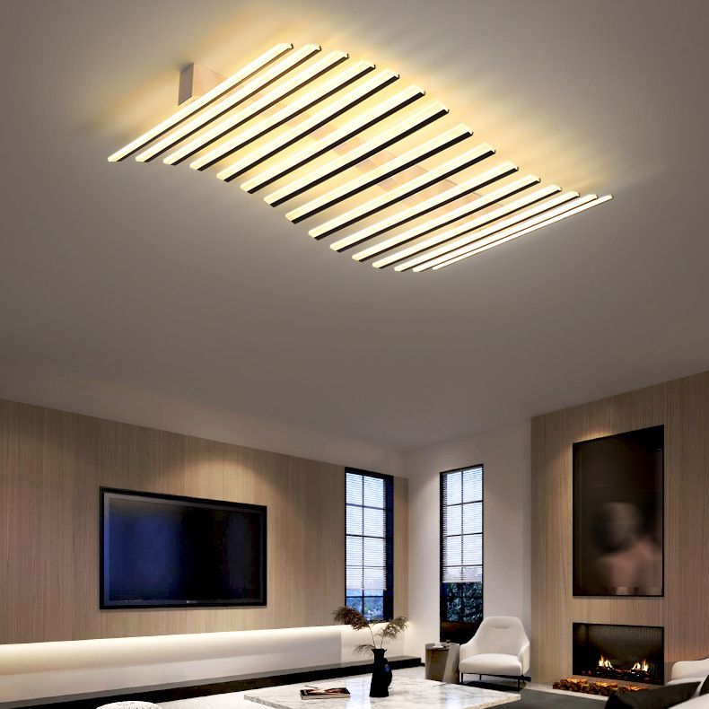 Arisha Flush Mount Ceiling Light Linear Modern,Wave  Black, Living Room