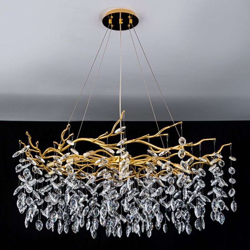 Kristy Contemporary Gold Glass Crystal Chandelier - Neutralighting