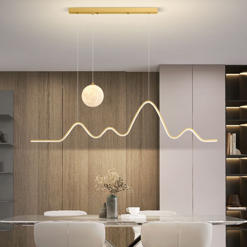 Arisha Minimalist Wavy Metal Pendant Light, Black/White/Gold - Neutralighting