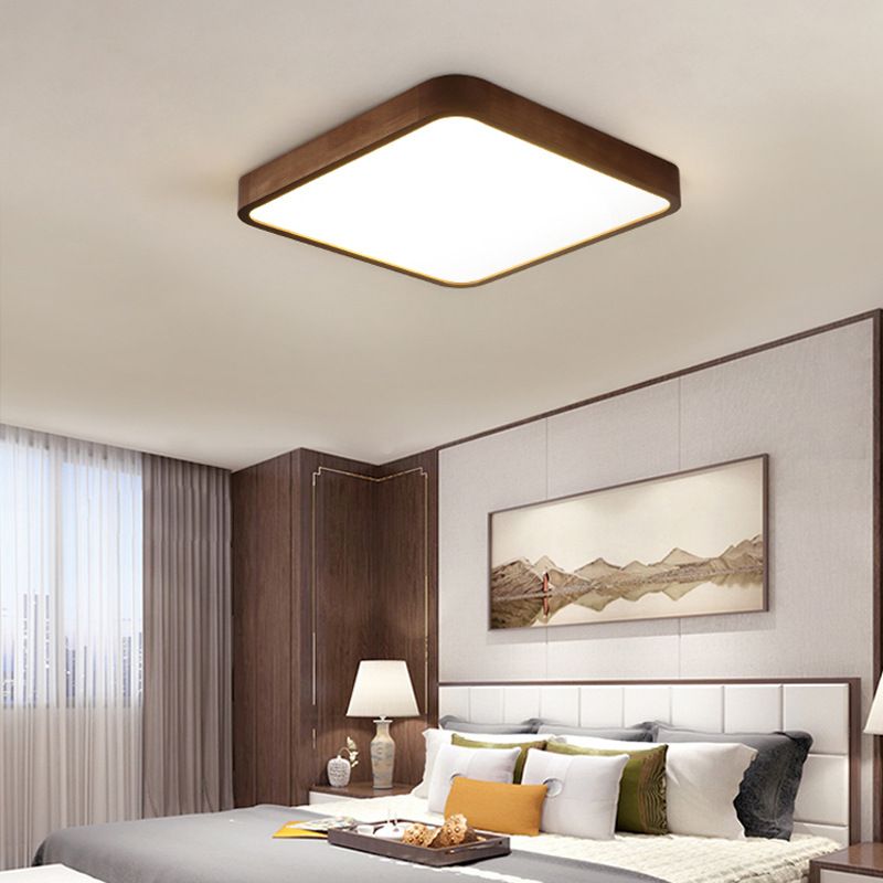 Muto Modern Geometric Walnut LED Flush Mount Ceiling Light - Neutralighting