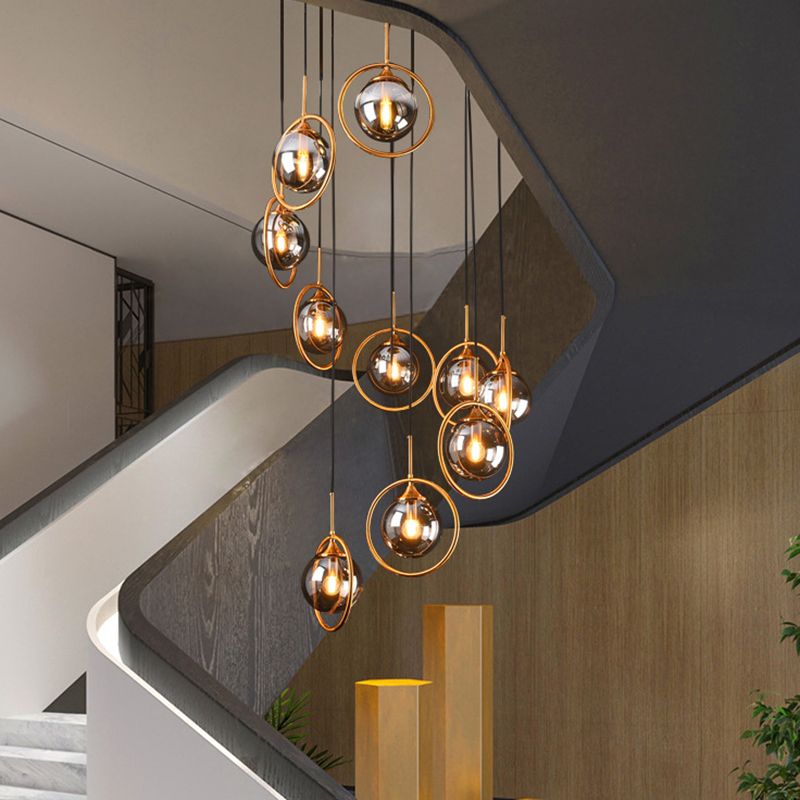 Valentina Modern Spiral Ball Glass Staircase Chandelier - Neutralighting