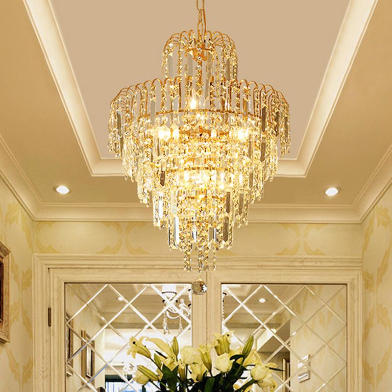 Kristy Luxury 5 Layers Tassel Crystal Gold Chandelier - Neutralighting