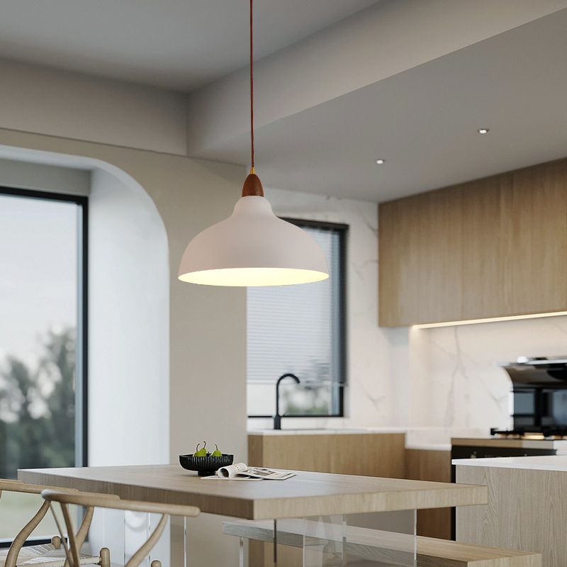 Valentina Modern Bowl-shaped Metal Pendant Light, Black/White - Neutralighting