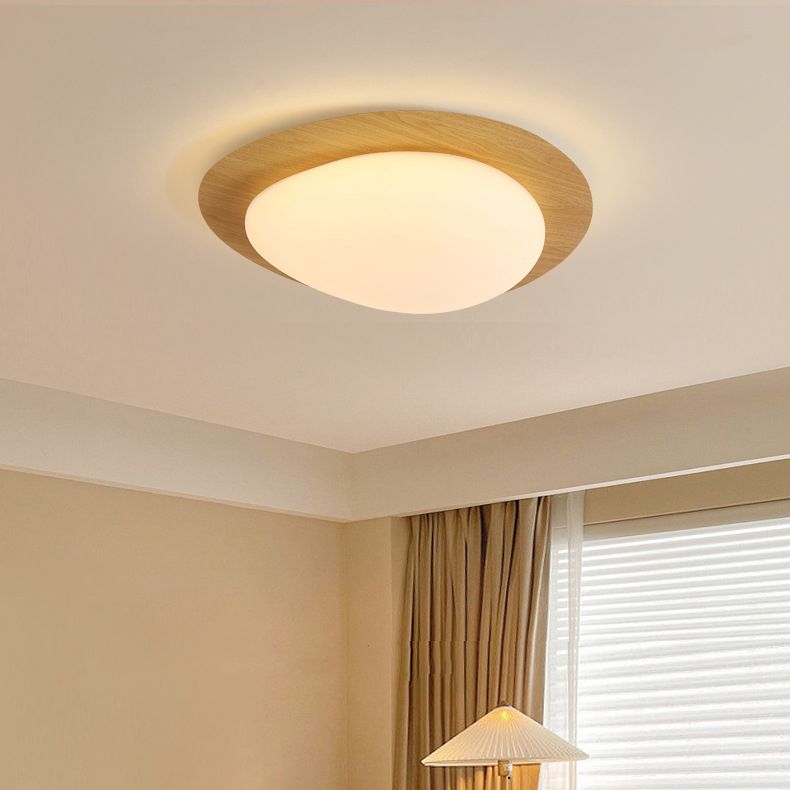 Arisha Flush Mount Ceiling Light Modern, Metal, Walnut/Natural - Neutralighting