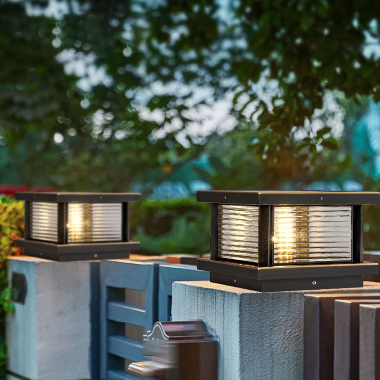 Ray Modern Rectangular Metal Outdoor Solar Lamp, Black/ Brass/Bronze - Neutralighting