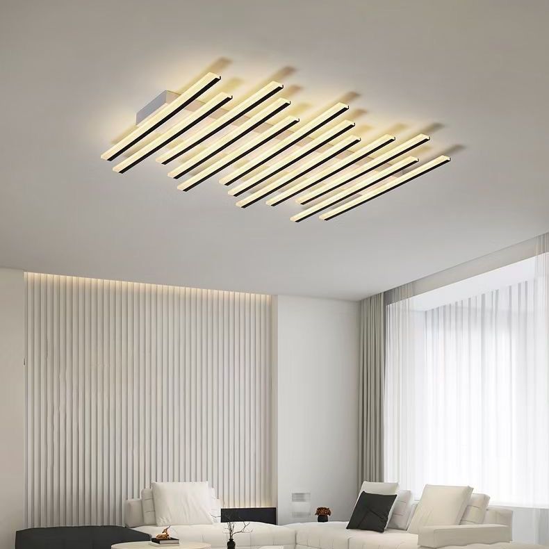 Arisha Flush Mount Ceiling Light Linear Modern,Wave  Black, Living Room