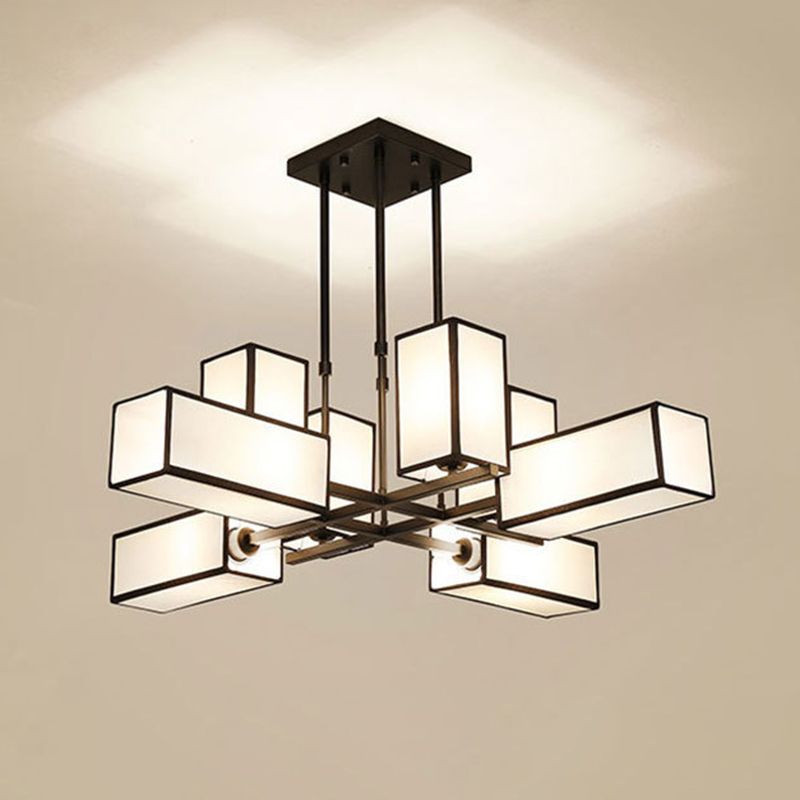 Arisha Pendant Light Square Retro, Metal/Fabric, Black/Gold, Living Room - Neutralighting