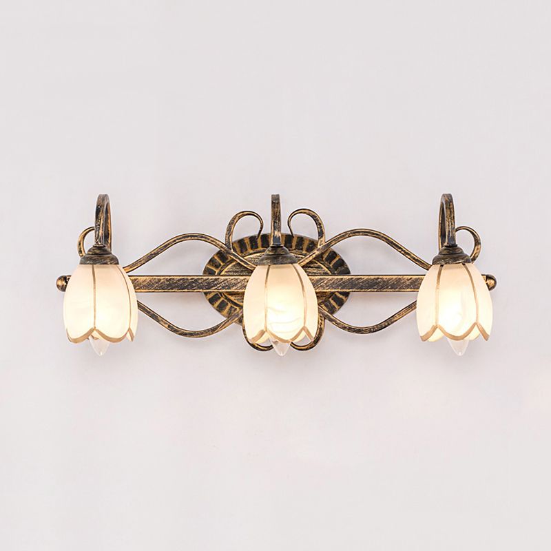 Arisha Antique Brass Flower Mirror Front Vanity Wall Lamp - Neutralighting