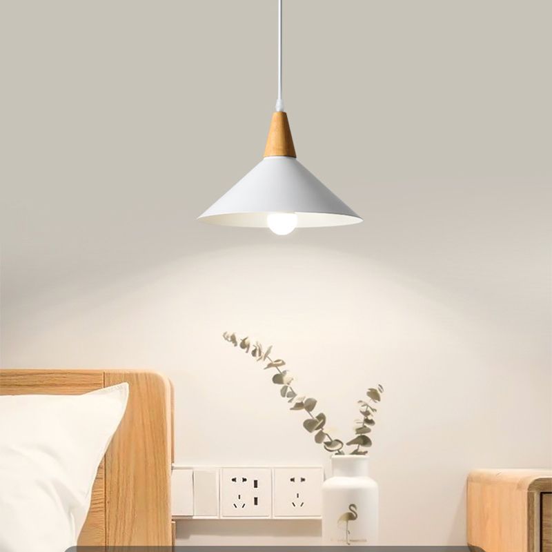 Valentina Minimalist Cap-shaped Metal Pendant Light, Natural Wood - Neutralighting