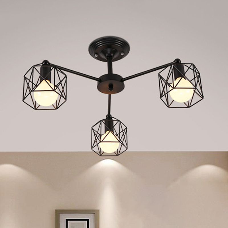 Arisha Black Semi-Flush Mount Ceiling Light - Neutralighting