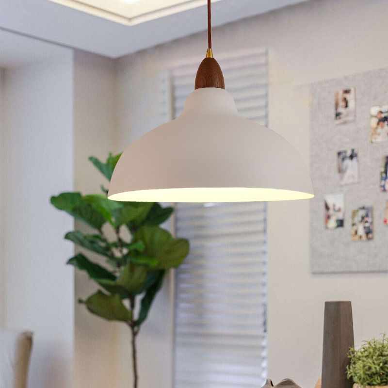 Valentina Modern Bowl-shaped Metal Pendant Light, Black/White - Neutralighting