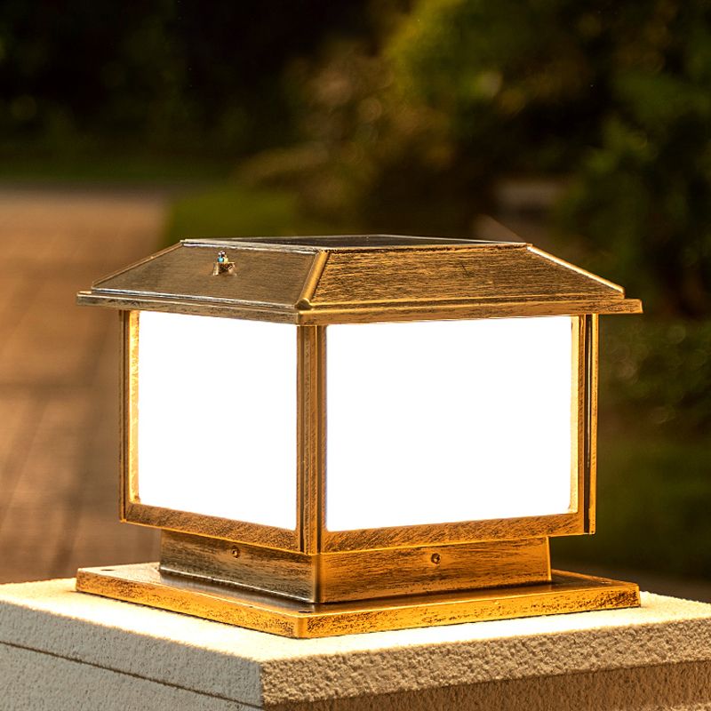 Ray Vintage Rectangle Metal Outdoor Solar Lamps, Black/Bronze - Neutralighting