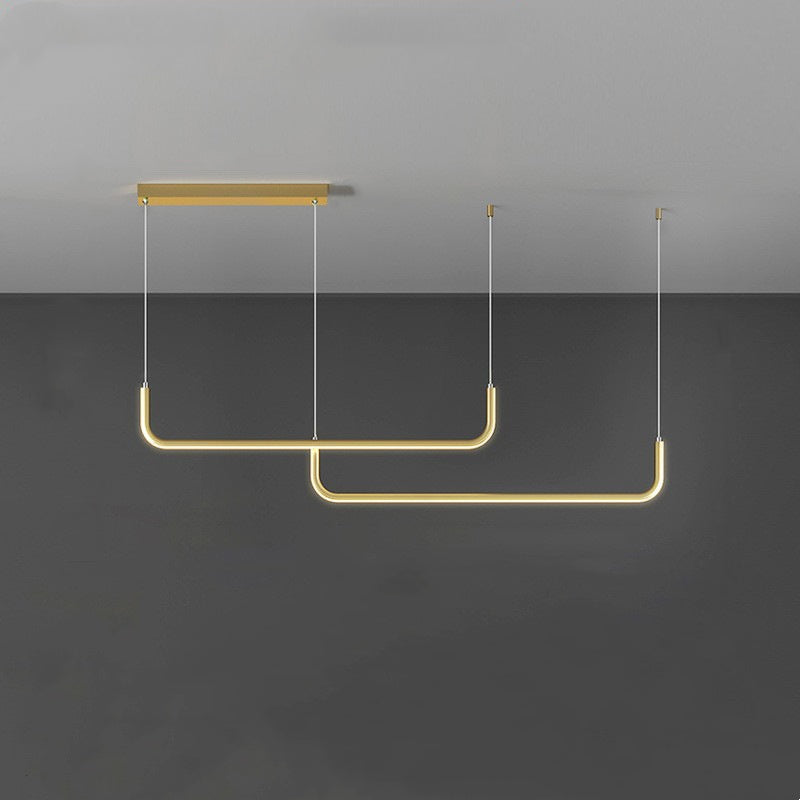 Clen Modern Linear Pendant Light Double Frame, Black/Gold - Neutralighting