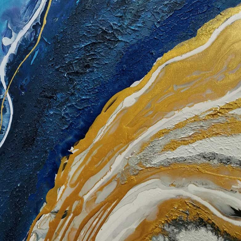 Gold Blue Abstract Art