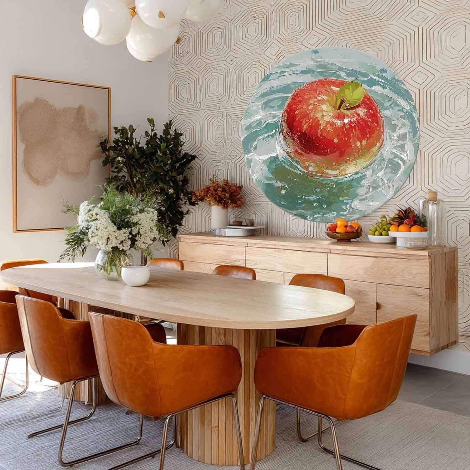 Glossy Red Apple Aqua Water Canvas Art