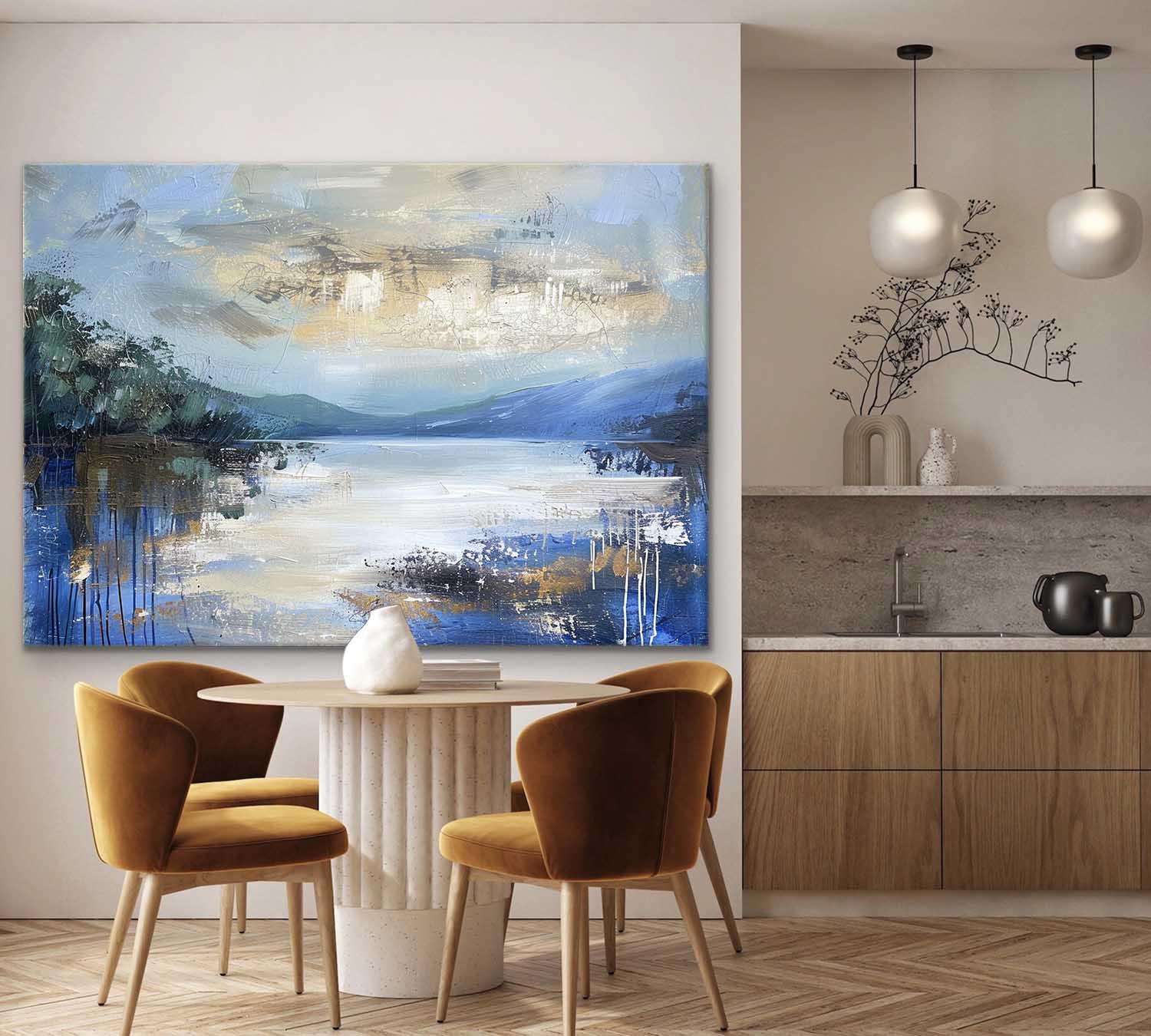 Blue Gold Abstract Painting