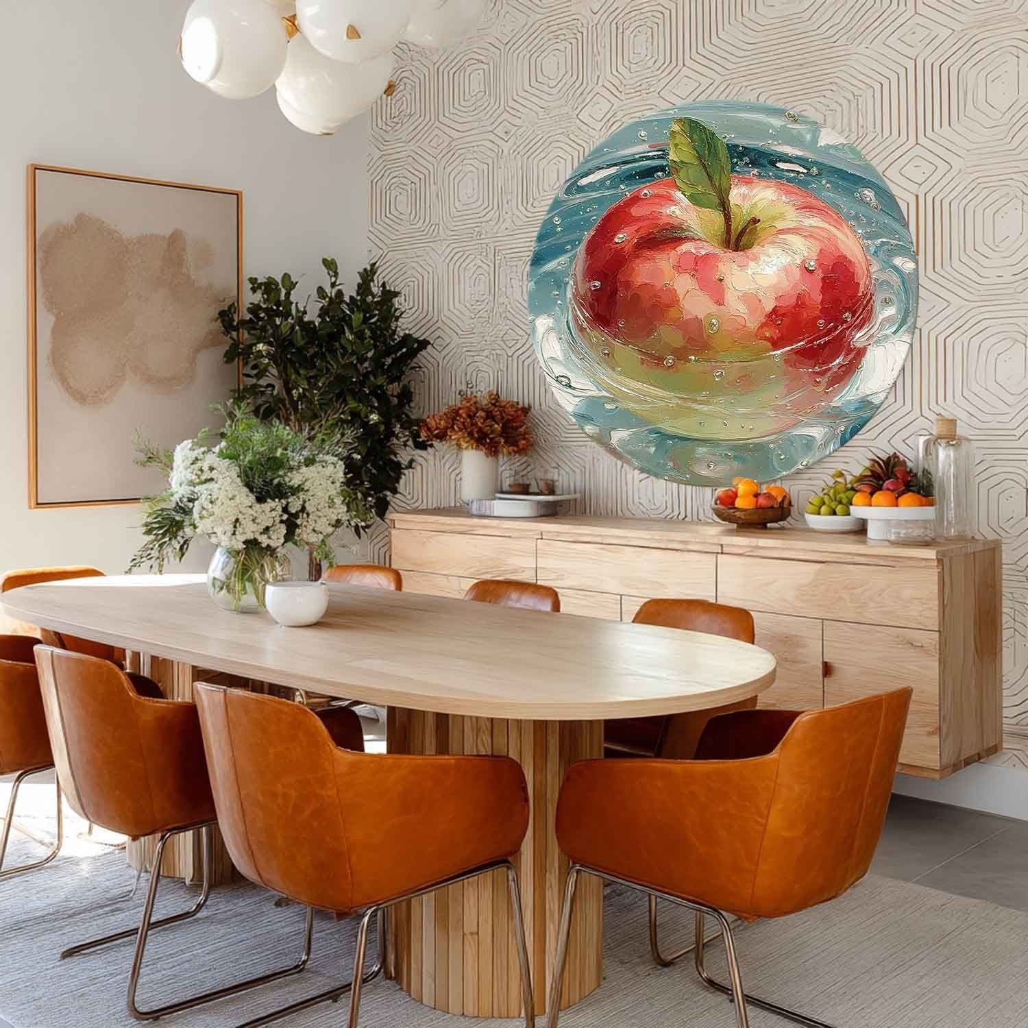 Single Red Apple Glass Bowl Canvas Art