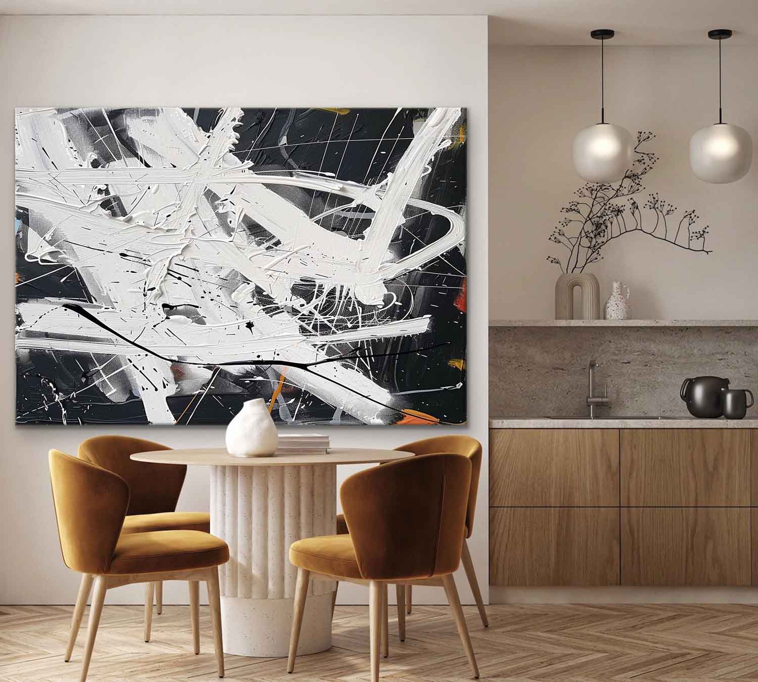 Wall Art Abstract Dynamic Splatter Brushstrokes Inspired