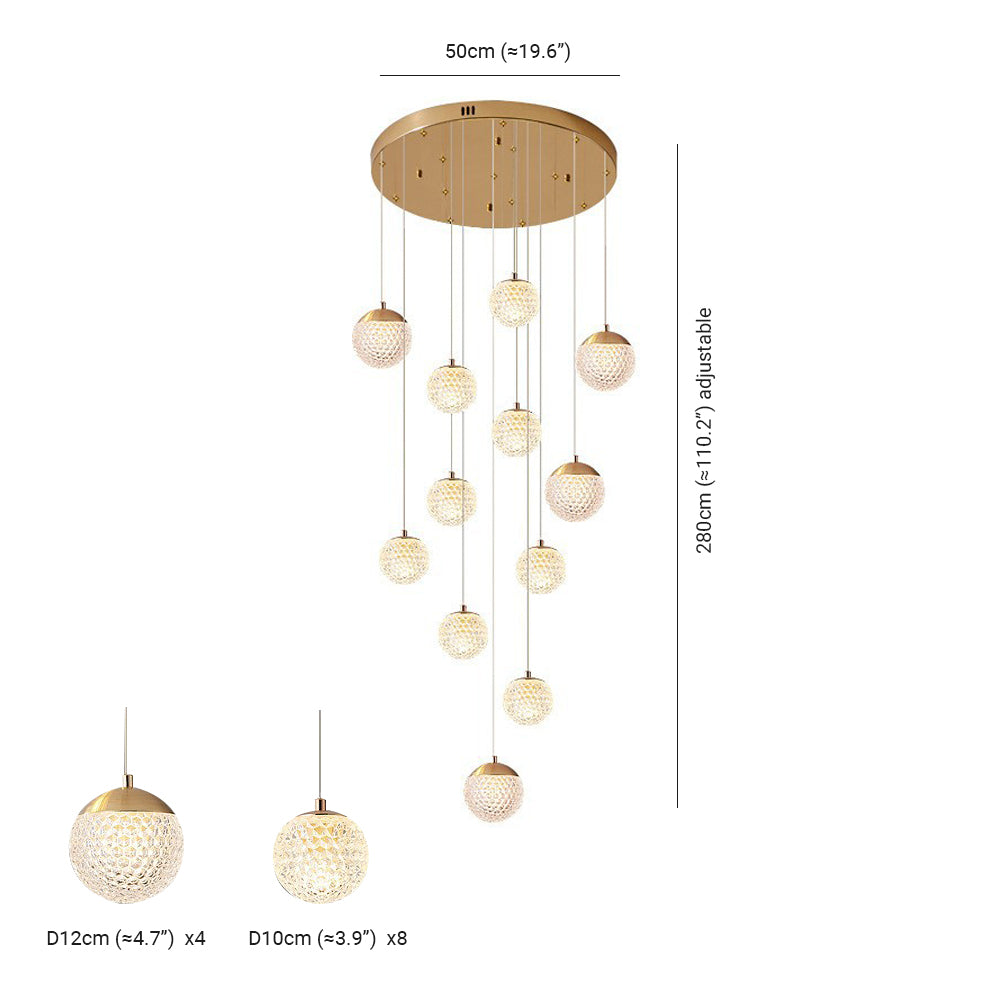 Arisha Multi Staircase Modern Art Deco Pendant Light, Gold - Neutralighting