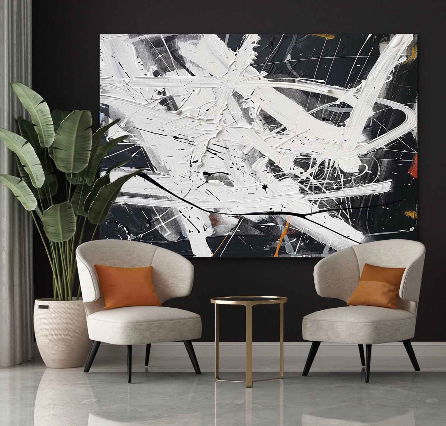 Wall Art Abstract Dynamic Splatter Brushstrokes Inspired
