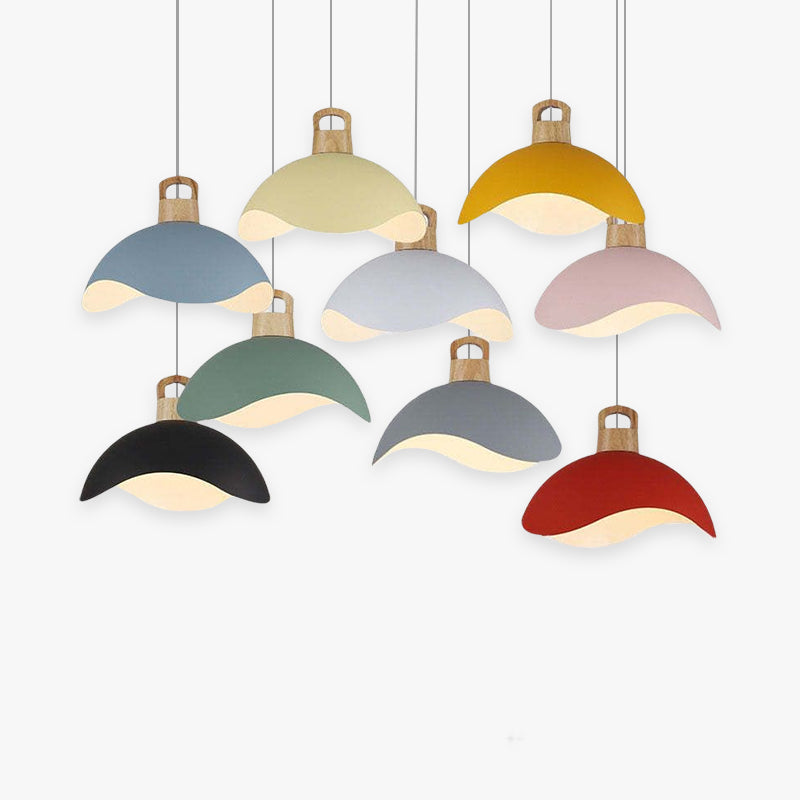 Valentina Colorful Shade Single Pendant Lights, Wood & Metal - Neutralighting