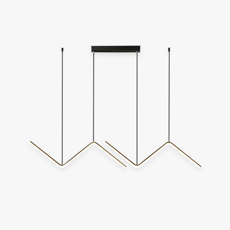 Arisha Modern Wavy linear Pendant Light Double, Black/Gold - Neutralighting