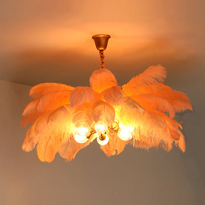 O'Moore Nordic Luxury Pendant Light, Brass/Feather - Neutralighting