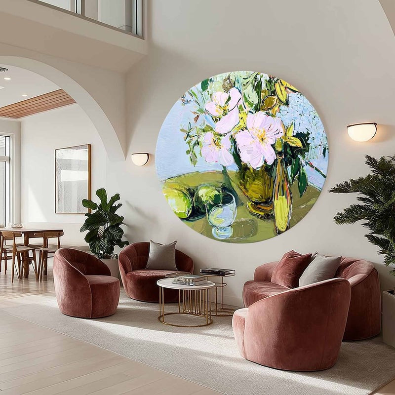 Floral Still Life Round Painting