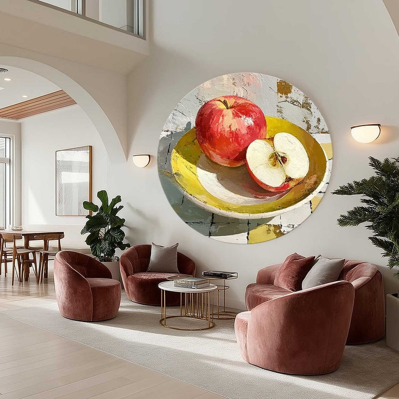 Red Apple Still Life Round Painting