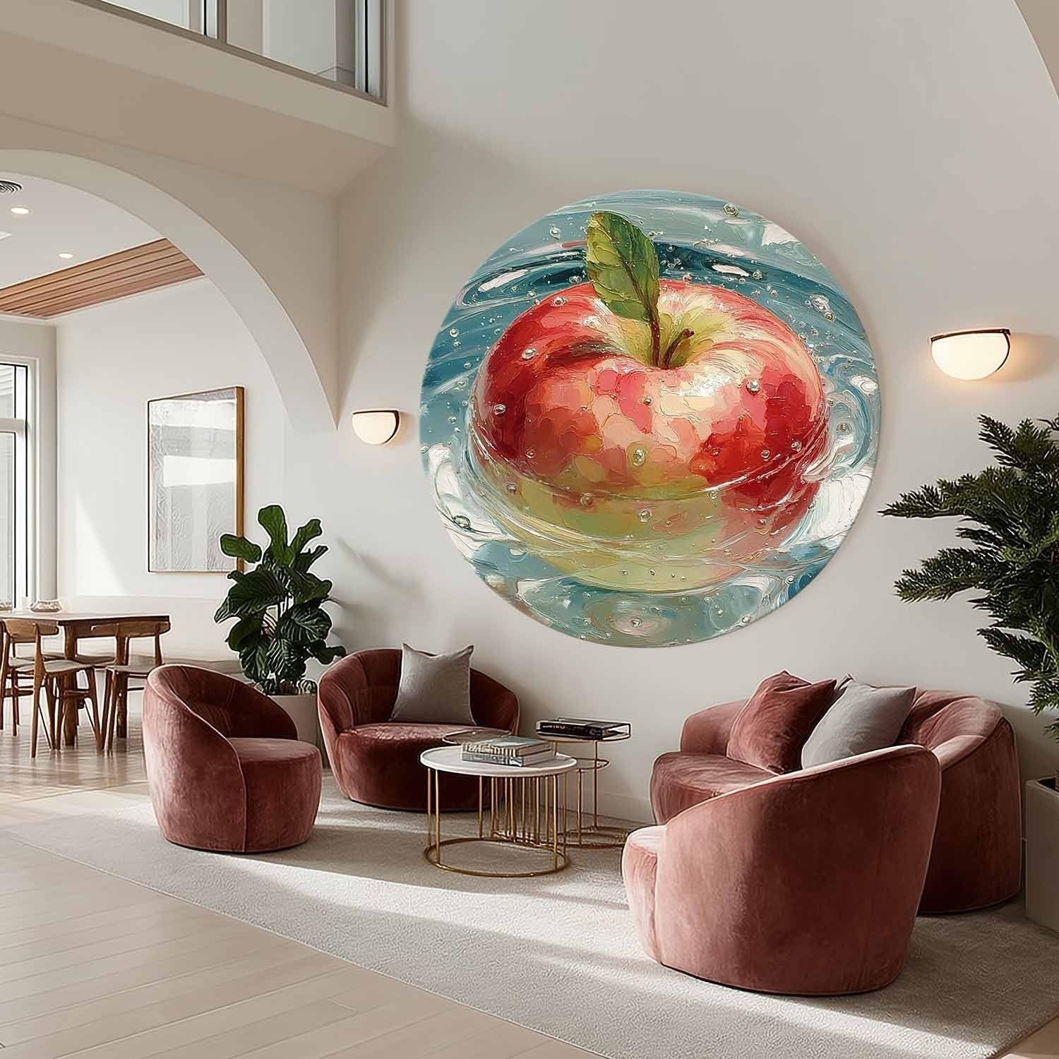 Single Red Apple Glass Bowl Canvas Art