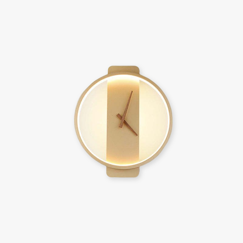 Valentina Arisha Square Clock Metal & Acrylic Wall Lamp, Gold - Neutralighting