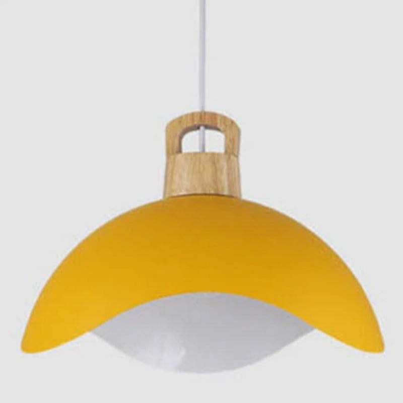 Valentina Colorful Shade Single Pendant Lights, Wood & Metal - Neutralighting