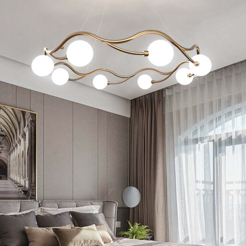 Valentina Modern Designe Wave Metal/Glass Pendant Light, White/Gold - Neutralighting