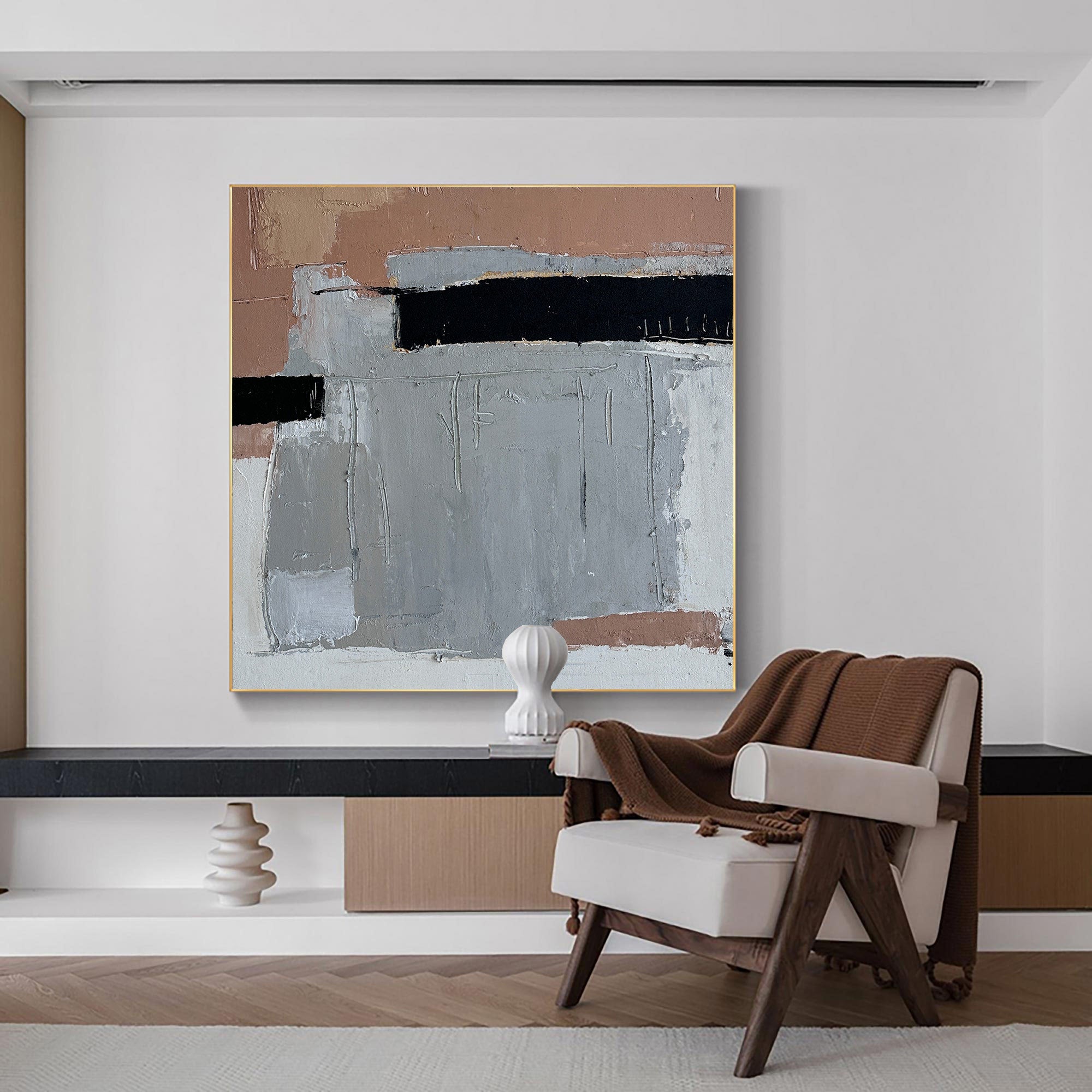 Brown Black Modern Abstract Wall Art
