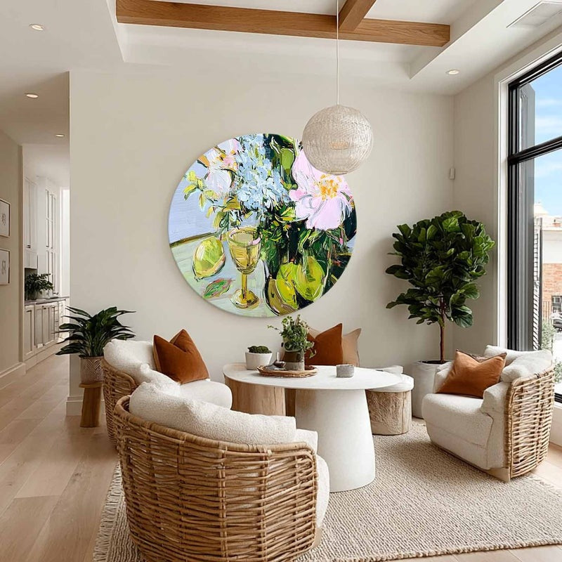 Floral Still Life Round Painting