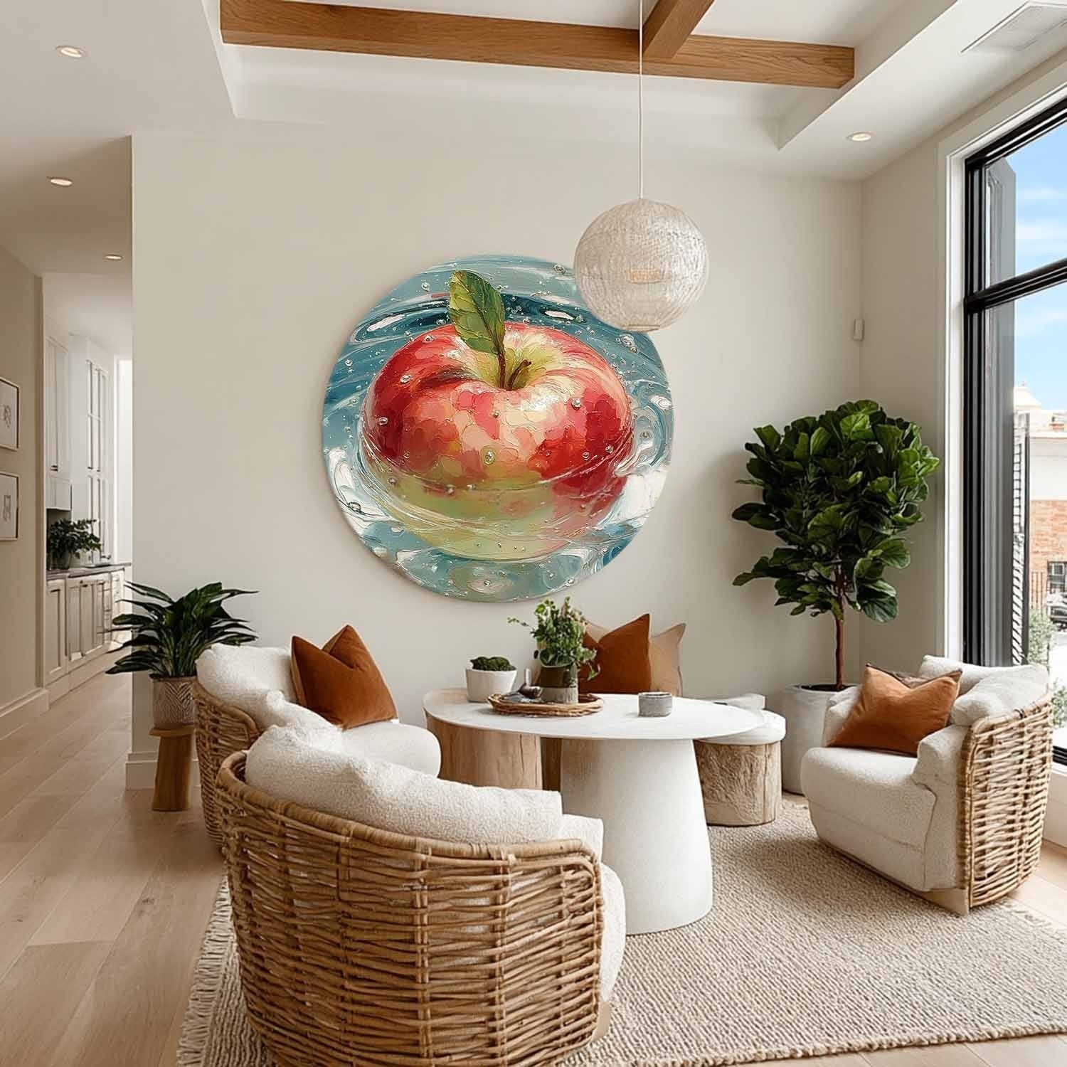 Single Red Apple Glass Bowl Canvas Art
