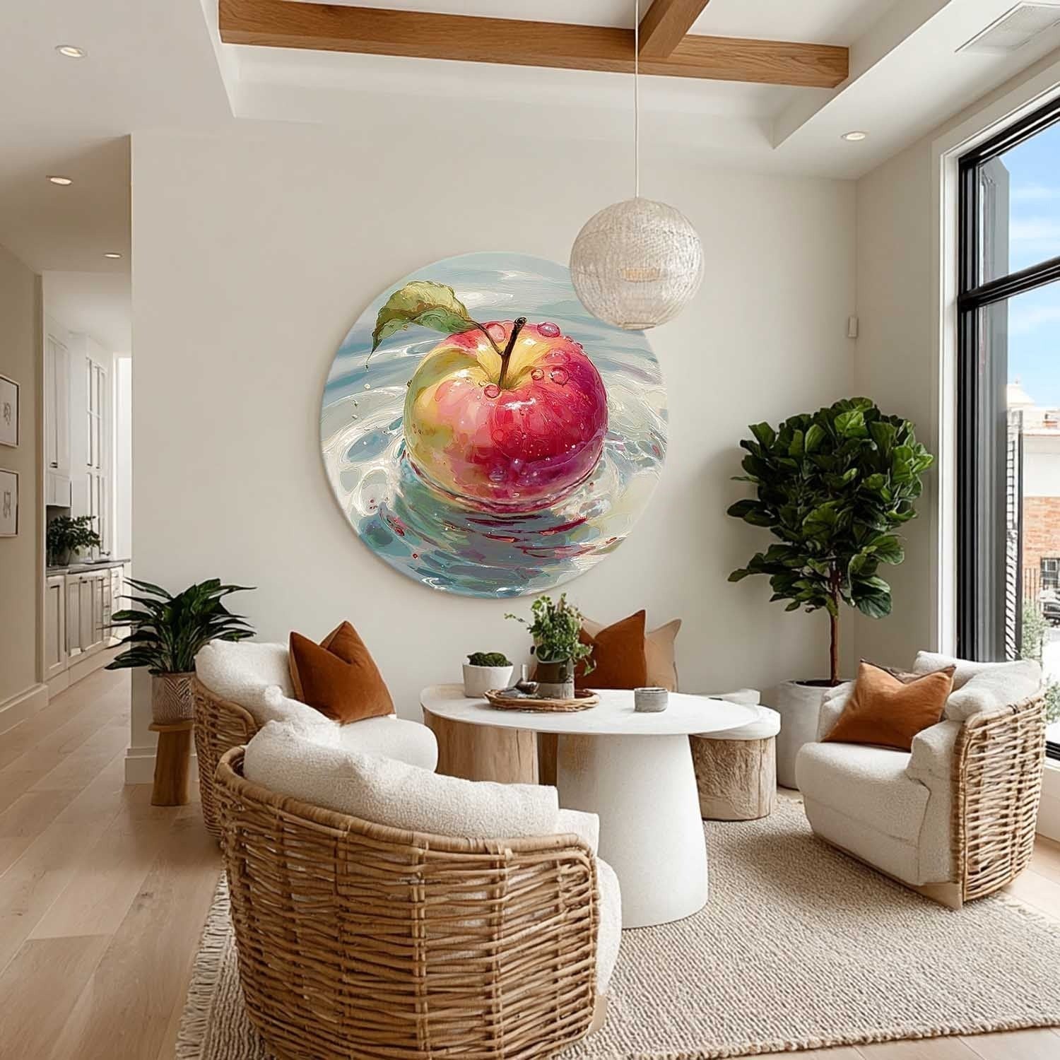 Watercolor Red Apple Water Ripple Canvas Art