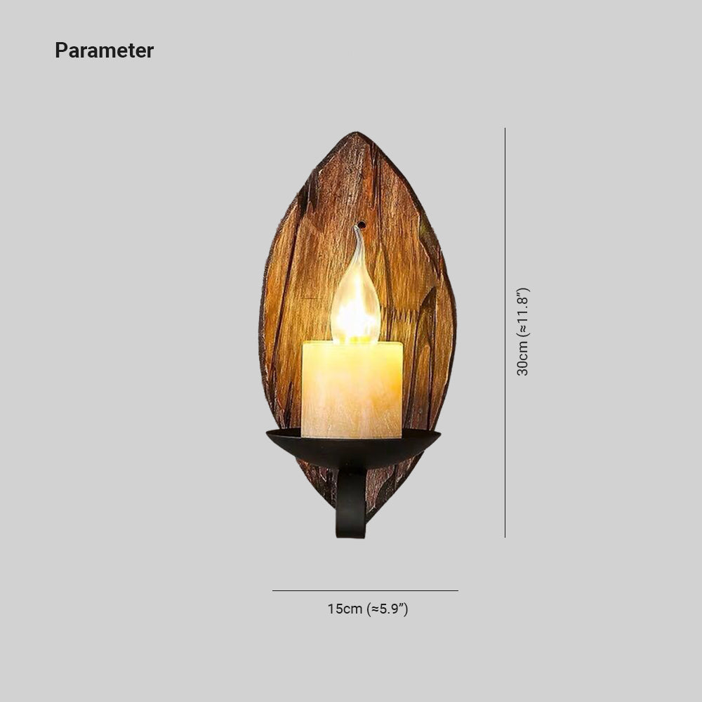 Epoch Vintage Leaf Shape Wood Metal Wall Lamp - Neutralighting