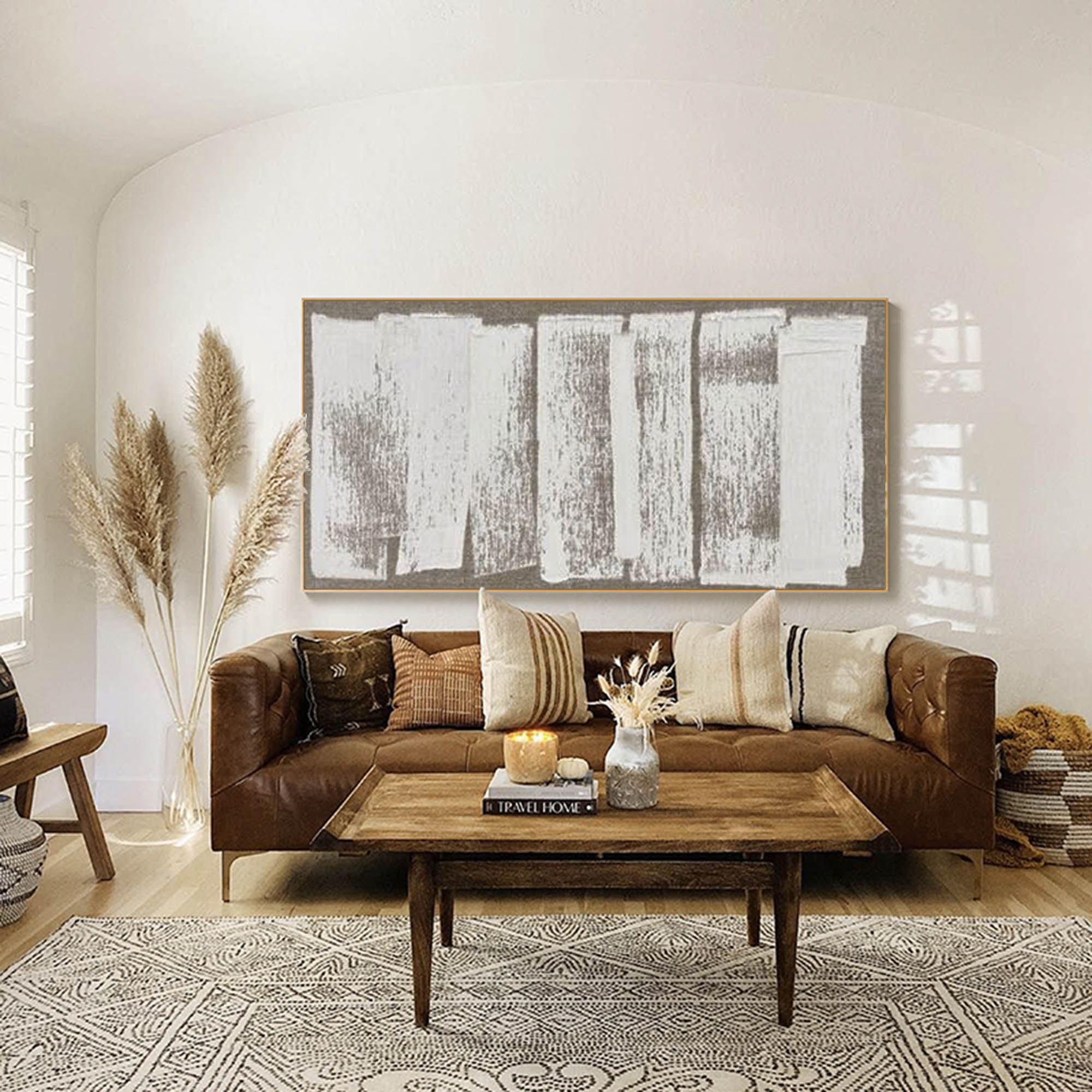Minimalist White Textured Abstract Canvas Wall Art