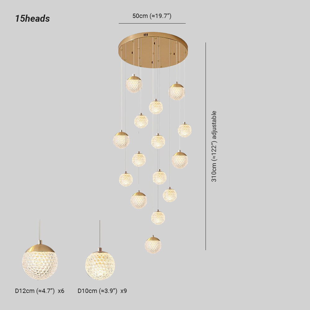 Arisha Multi Staircase Modern Art Deco Pendant Light, Gold - Neutralighting
