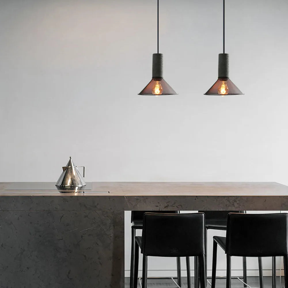 Xenith Industrial Cylindrical Pendant Light, Cement/Metal - Neutralighting