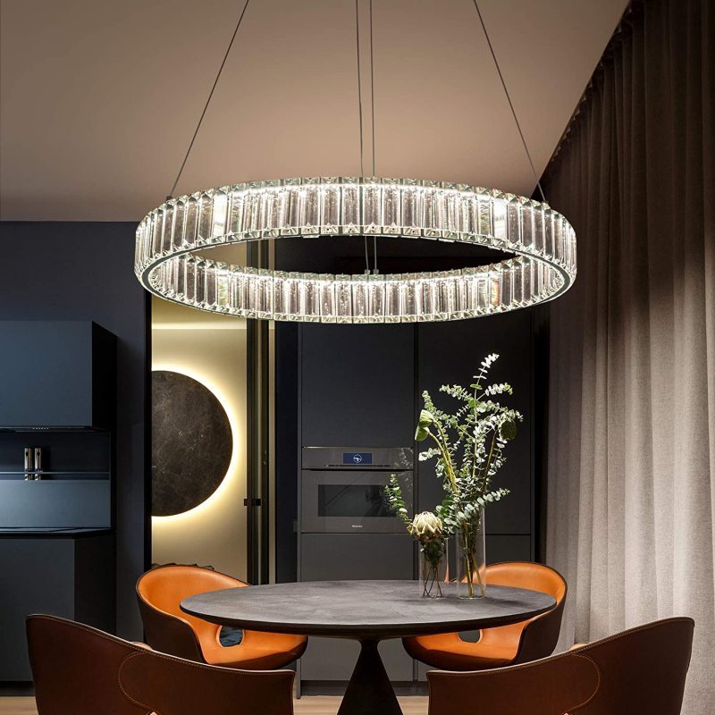 Kristy Elegant Round Crystal Chandelier, Clear - Neutralighting