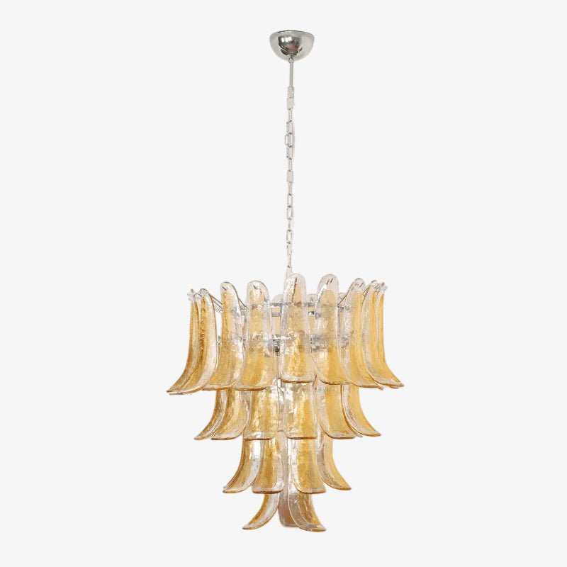 Aurora Chandelier Amber Lily Murano Glass Layered Centerpiece