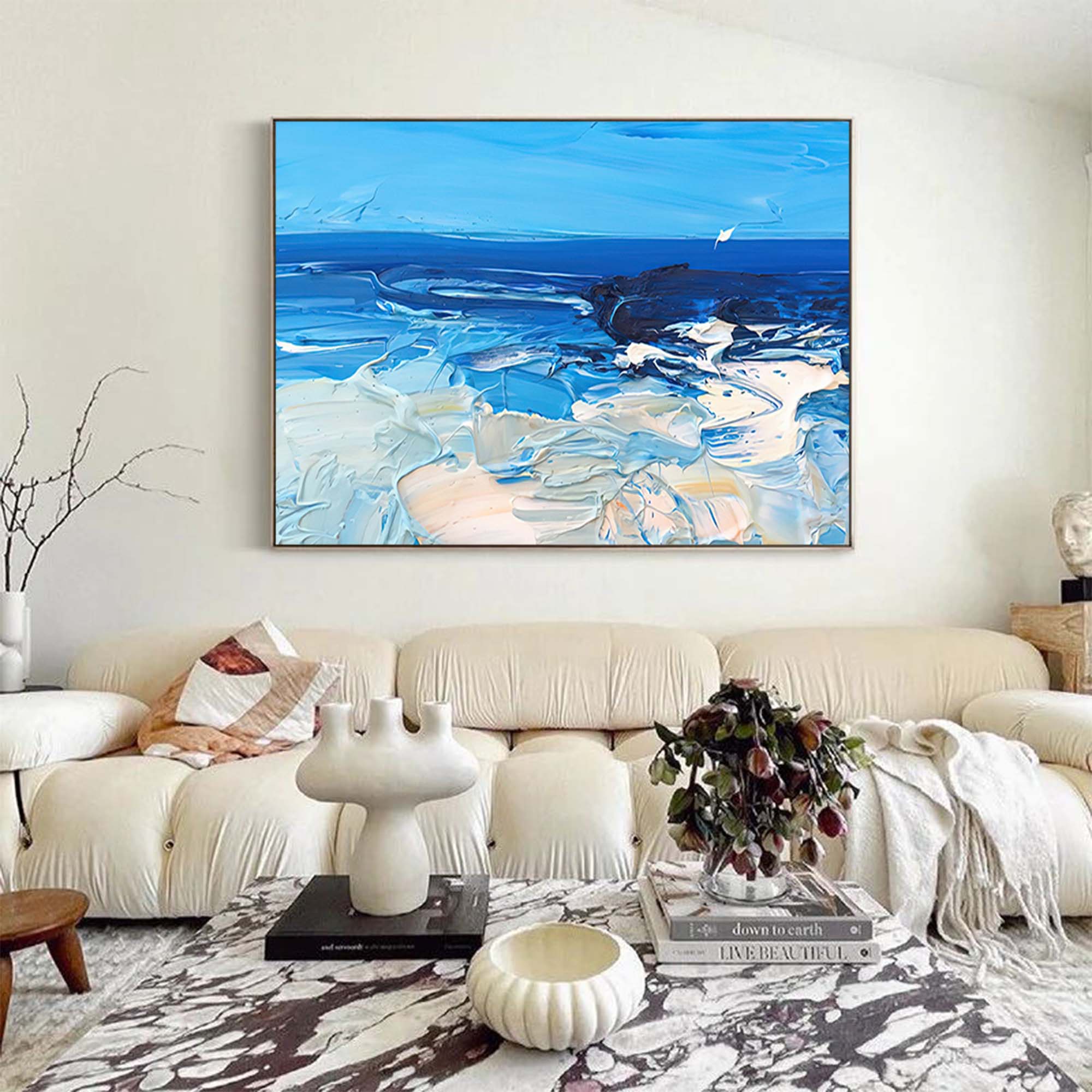 Serene Blue Ocean Abstract Wall Art