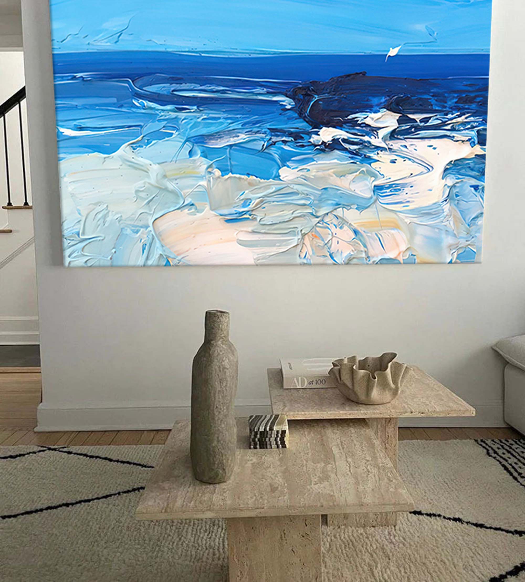 Serene Blue Ocean Abstract Wall Art
